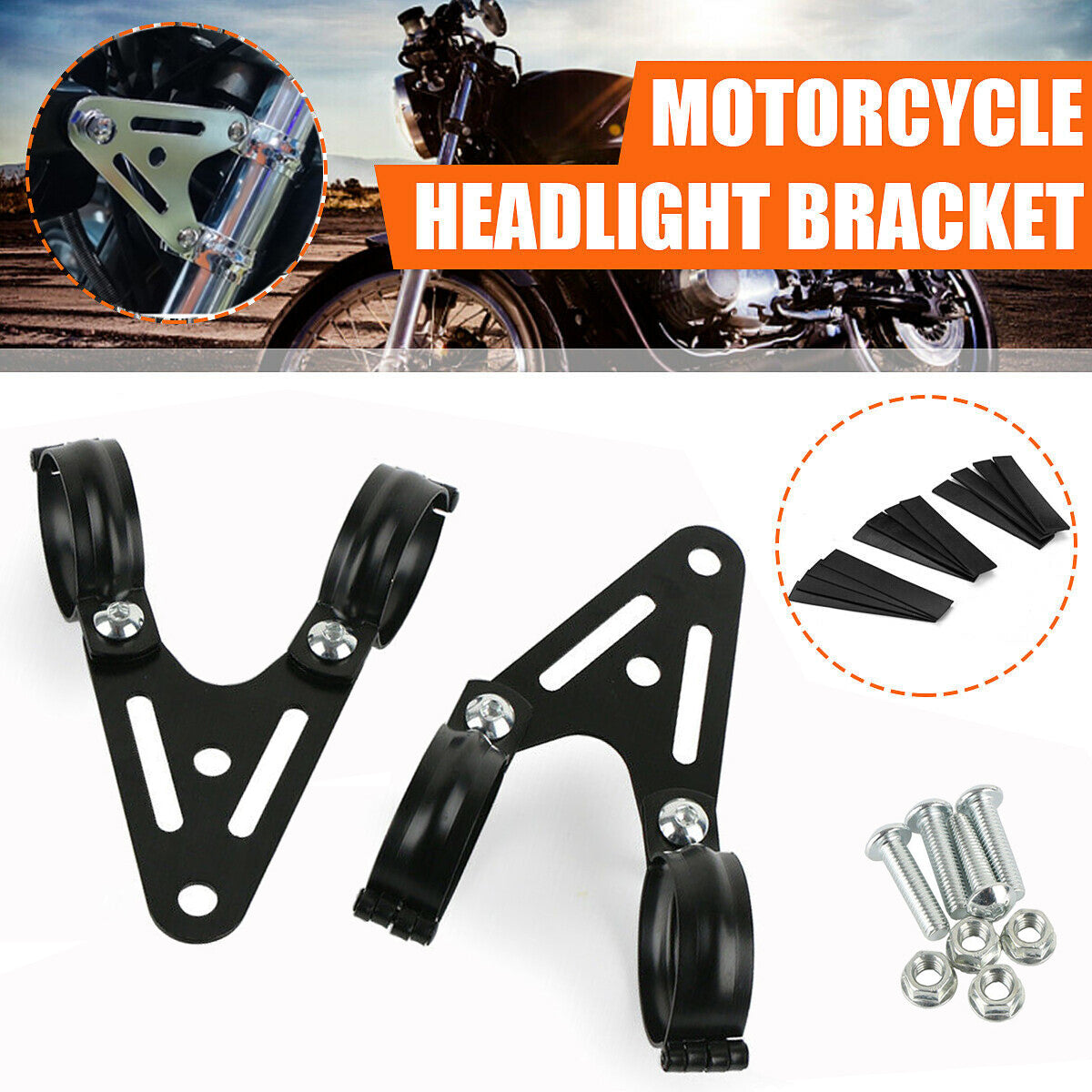 Motorcycle headlight mounting bracket for 51-61 mm fork tubes - Fork headlight socket