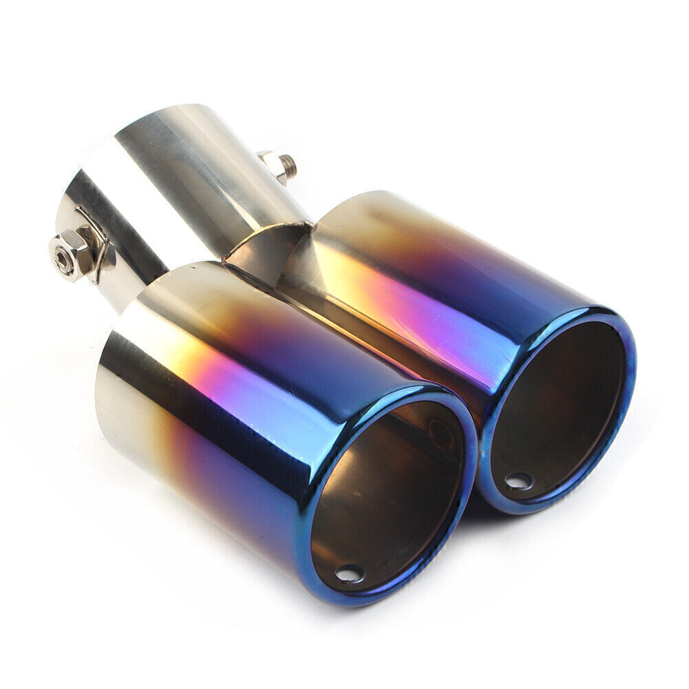 Universal Stainless Steel Car Rear Dual Exhaust Pipe Tail Muffler Tip Tailpipe Q