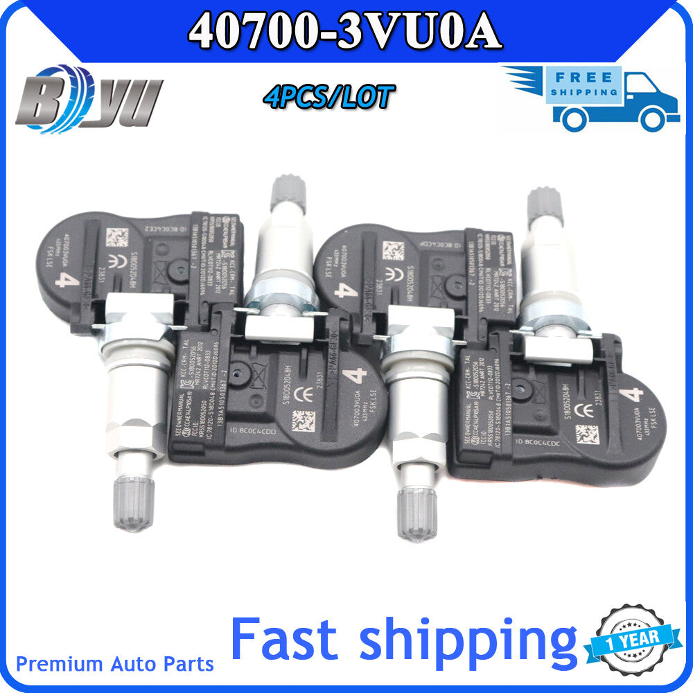 4x NEW TPMS TIRE PRESSURE SENSOR for Nissan Rogue 2.5L 14-17 433Mhz 40700-3VU0A Q