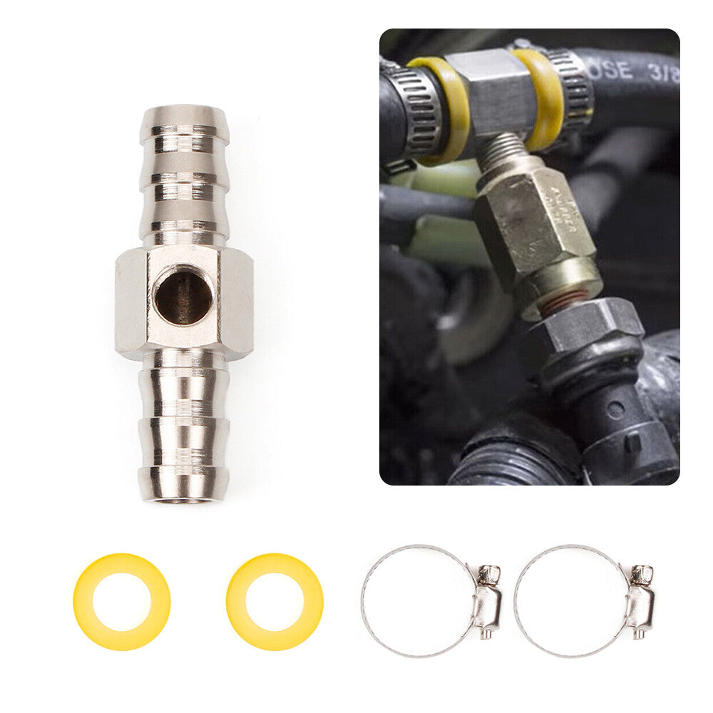 1/8-27 NPT 3/8 Fuel Line Fuel Pipe Pressure T-fitting Gauge Sensor Adapter Iron Q
