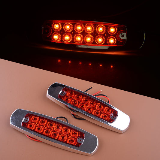 2PCS 12 LED Sealed Side Marker Clearance Light Fish Shape Truck Trailer 12V v
