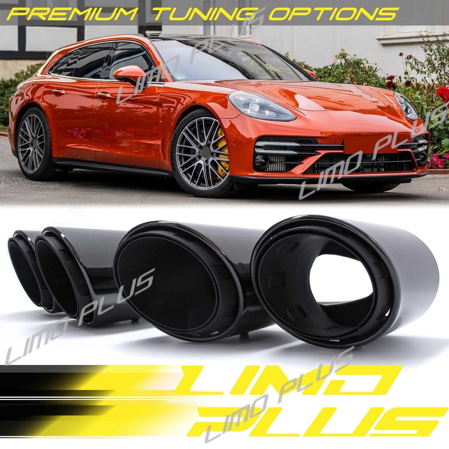 For 2017 2018 -2022 for Porsche 971 for Panamera 4 Exhaust Tips Gloss Black Q