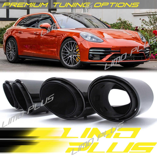For 2017 2018 -2022 for Porsche 971 for Panamera 4 Exhaust Tips Gloss Black Q