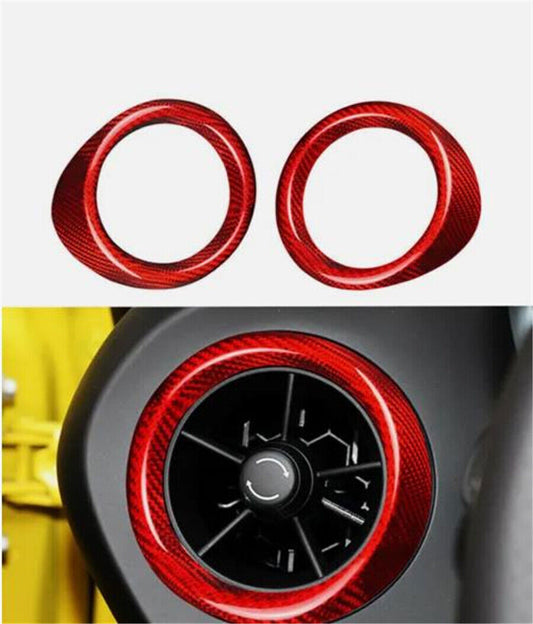 Red Real Carbon Fiber Air Vent Outlet Cover Trim For 2016-2021 Camaro n