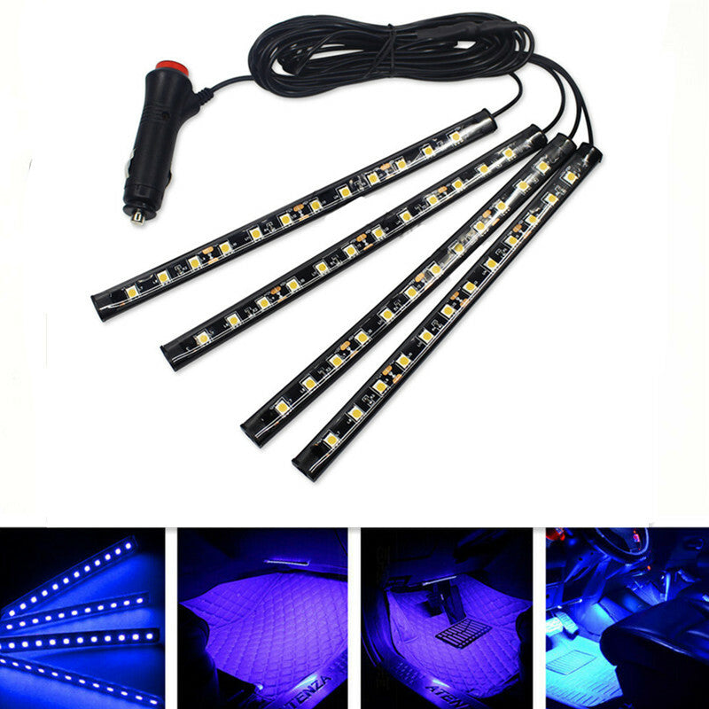 Car Cigarette Atmosphere Lights 12 LED Decor Neon Lamp For LED Blue Lighter