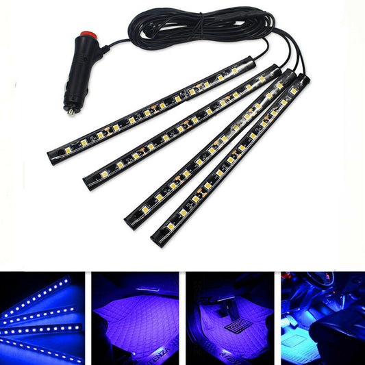 Car Cigarette Atmosphere Lights 12 LED Decor Neon Lamp For LED Blue Lighter