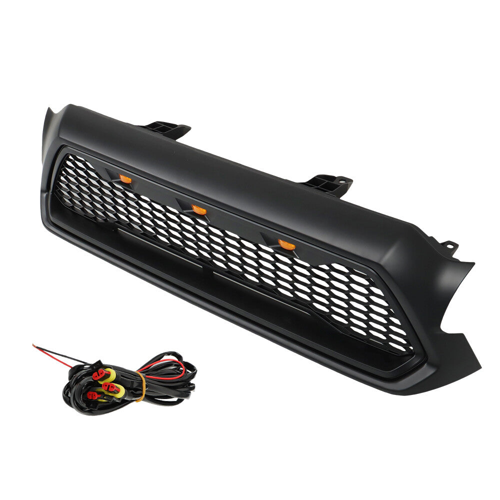 Suitable for 2012-2015 Tacoma front grille bumper upper grille with LEDs, matte black. n