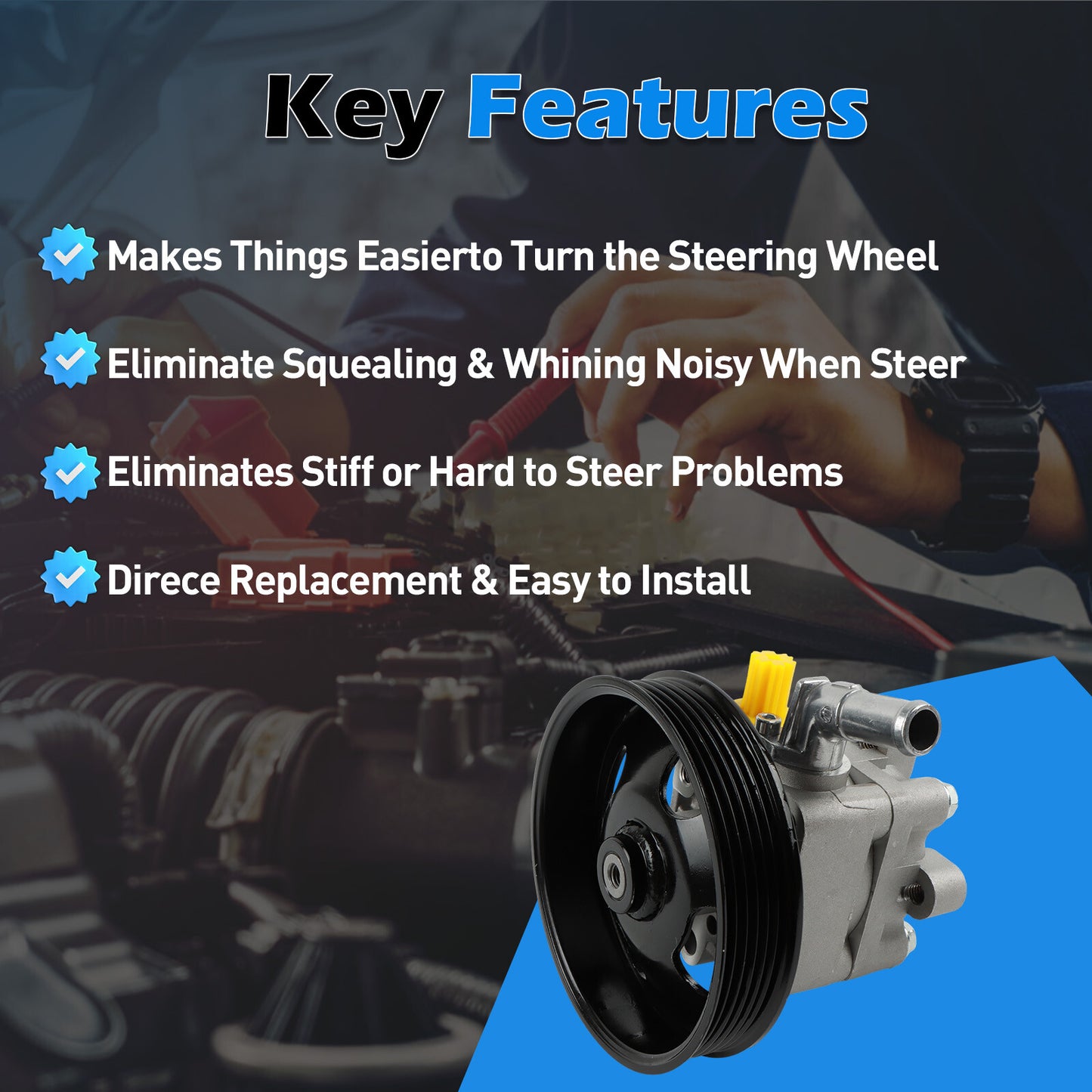 Power Steering Pump With Pulley For 2007-2013 for Nissan Altima 2.5L L4 49110 ZX01B
