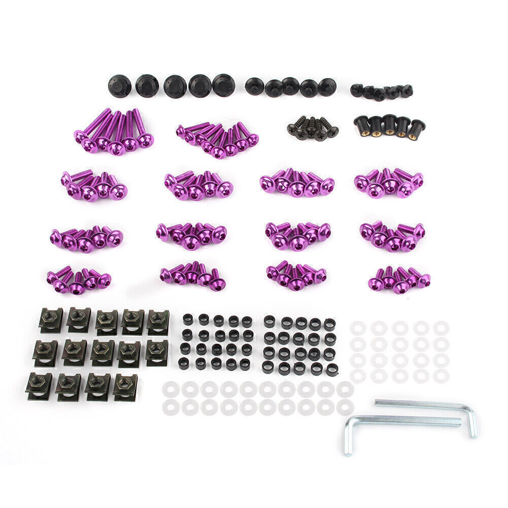 Purple Fairing Bolt Kit body Screws Nuts Set w/ Box Fit for Honda CBR250R CBR300R
