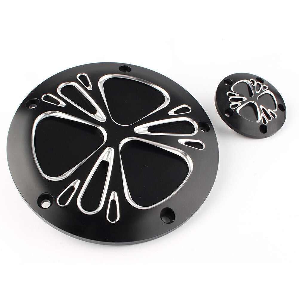 for Harley Dyna Softail Sportster Black Clutch Timer Derby Cover & Point Cover Q