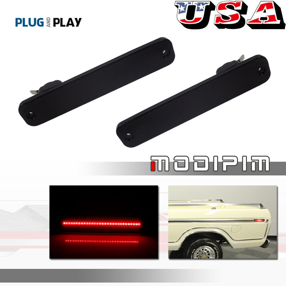 L+R Smoked Lens Red LED Rear Side Marker Light for 73-79 for F Trucks - v