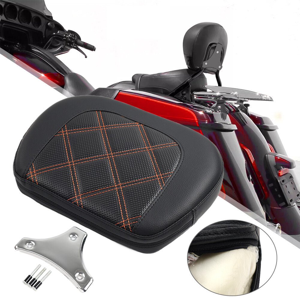 Stitching Passenger Sissy Bar Backrest Pad Bracket for Harley Street Glide Black