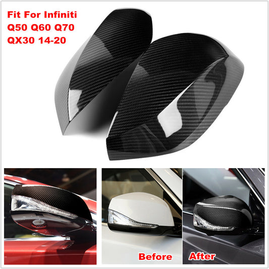 carbon fiber for Infiniti Q50, Q60, Q70, and QX30 2014-2020 side mirror protective covers. n