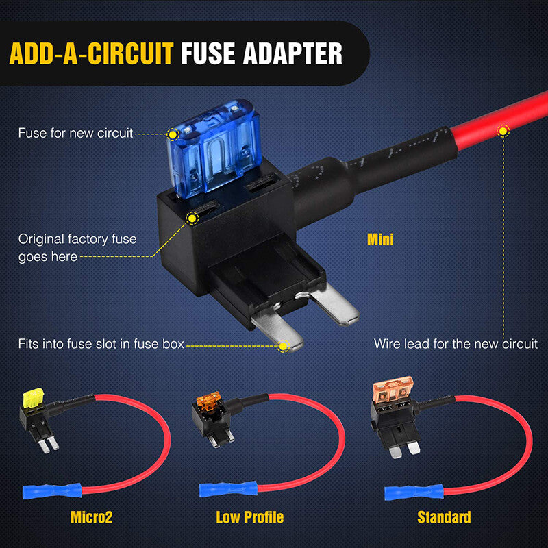 12pc Car Add-a-Circuit Fuse Tap Standard for Mini Micro2 Low Profile Fuse Taps 4Type