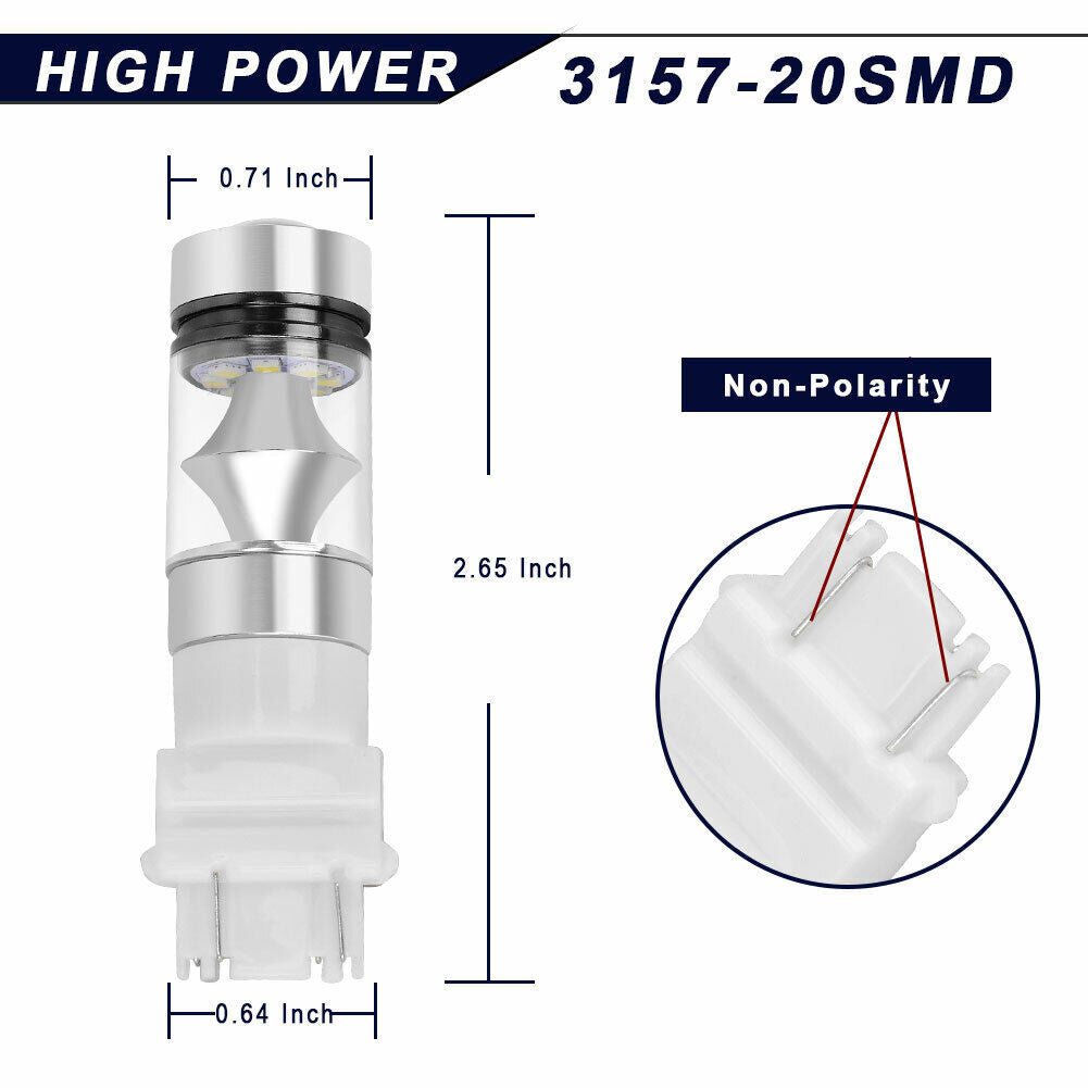 for Cadillac STS 2005-2011 2x 3157 LED Backup Reverse Bulbs 6000K White
