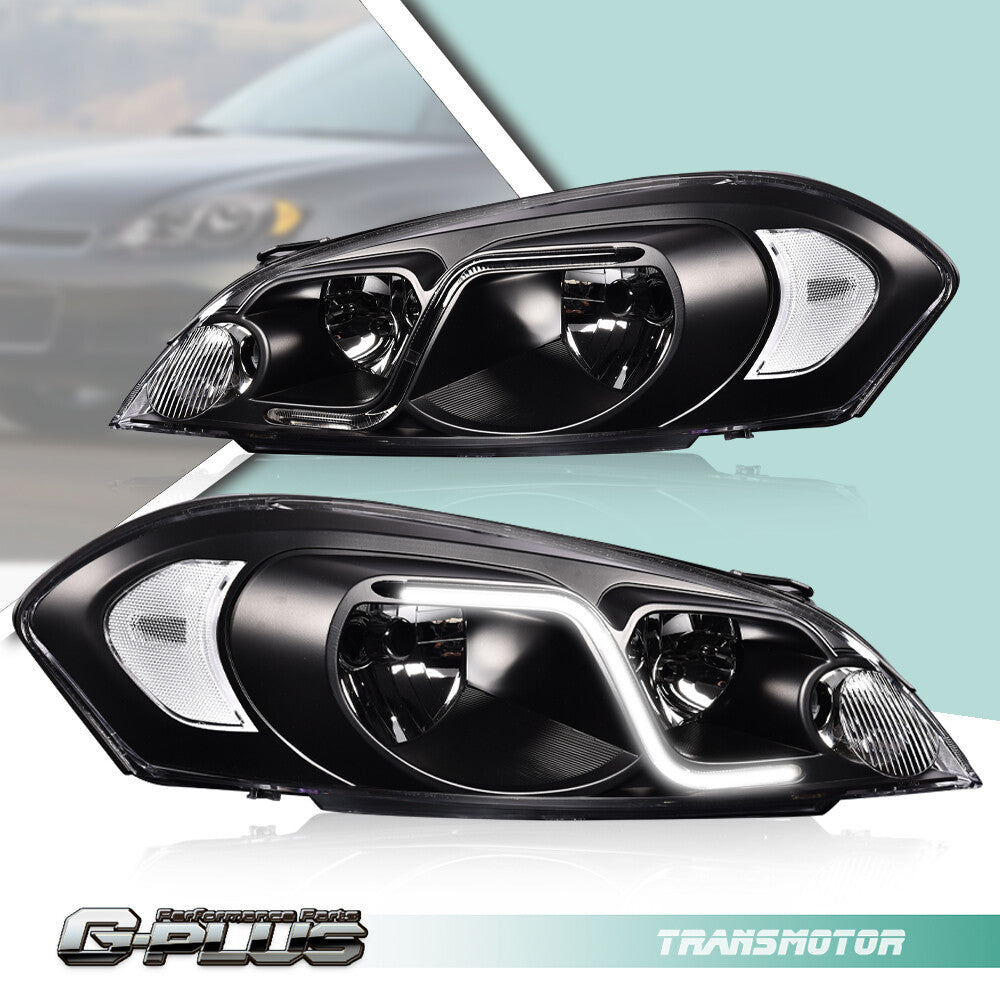 Headlight Clear Signal LED DRL Fits 2006 - 2016 for Impala/Monte Carlo Black - v