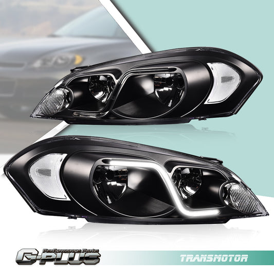 Headlight Clear Signal LED DRL Fits 2006 - 2016 for Impala/Monte Carlo Black - v