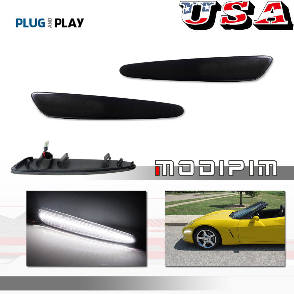 Smoked white LED front marker light suitable for Corvette C6 2005-2013- v