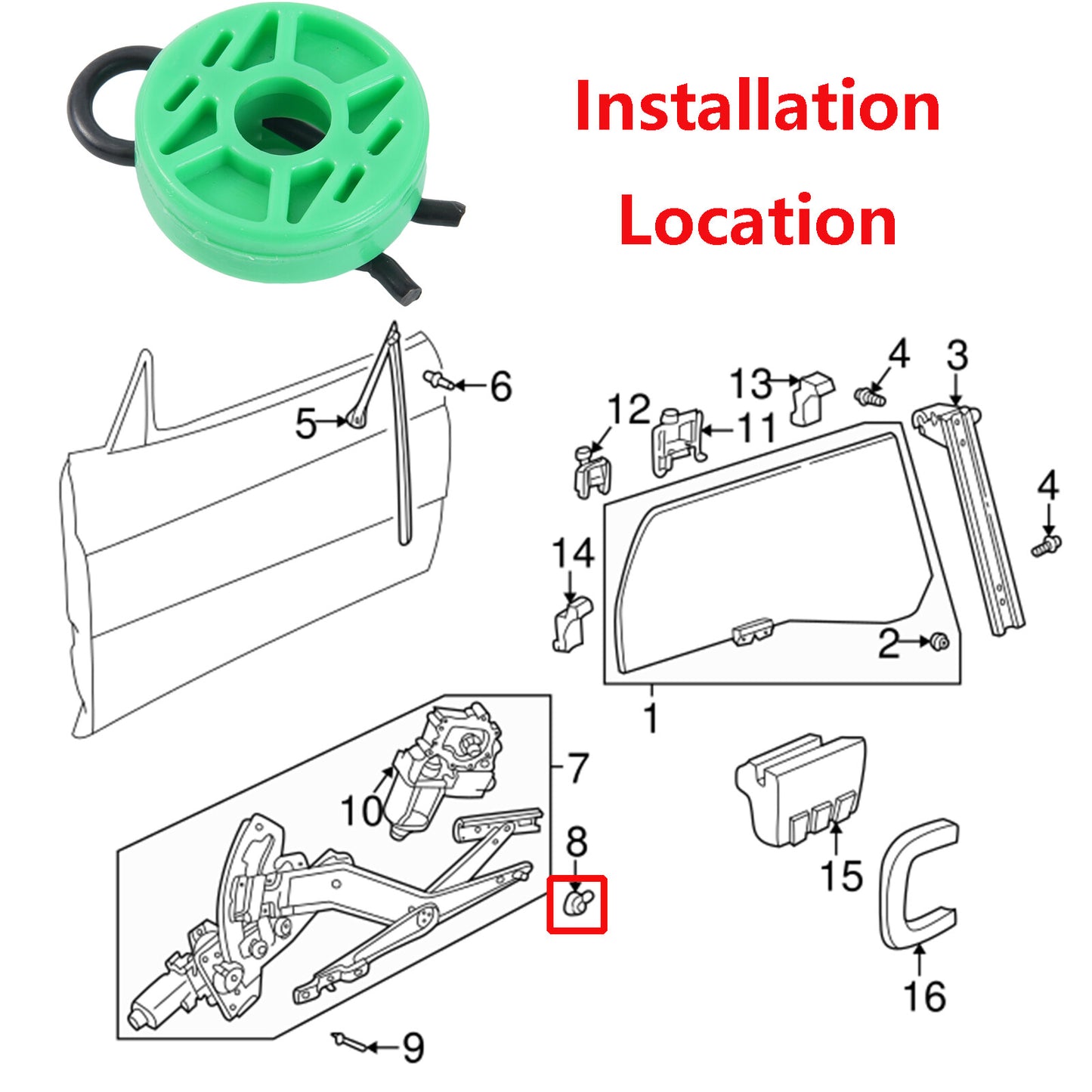 4X_for Volvo 850 S70 V70 Front Power Window Regulator Guide Roller Clip #4493433 Q