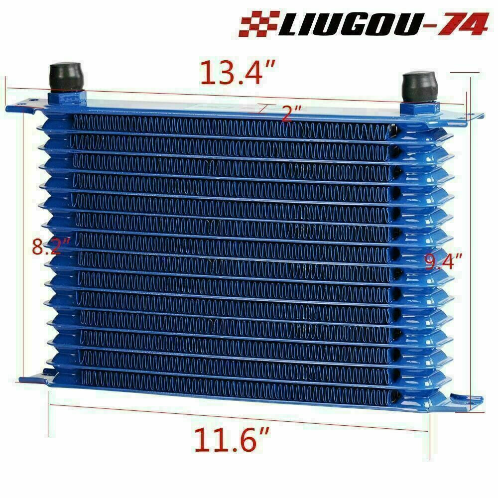 Universal 15-line AN10 engine oil cooler + filter adapter kit + 2 * US oil lines Q