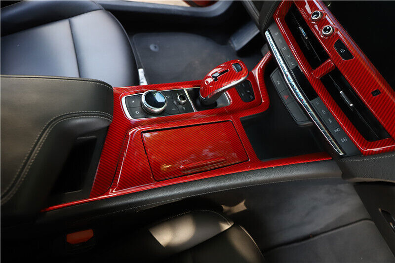 for Cadillac CT5 2020-2024 Red Carbon Fiber Middle Console Gear Shift Cover Trim