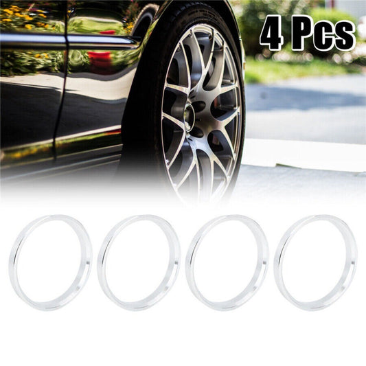 4x/set Silver Aluminum Alloy Car Wheel Spacer Hub Centric Rings 73.1OD to 64.1ID n