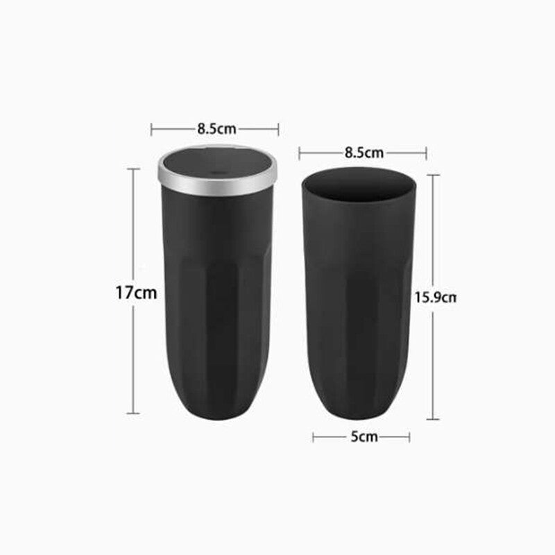 1Pc Car Trash Can w/ Lid Car Trash Can Cup Holder Press Open Vehicle Trash Bin