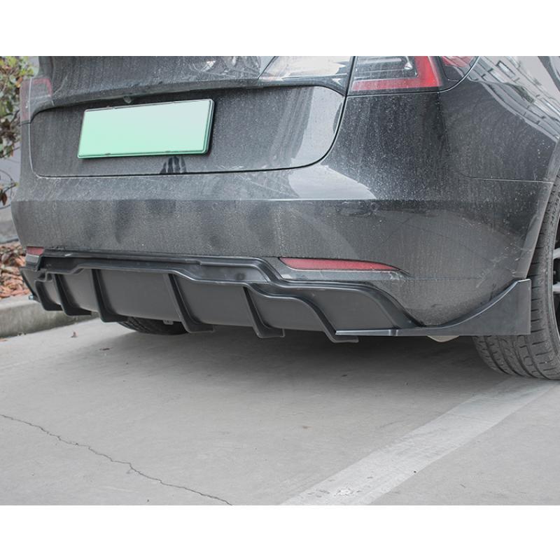 FOR 2017-2023 MODEL 3 BLACK PERFORMANCE REAR BUMPER DIFFUSER W/ EXTENSIONS n