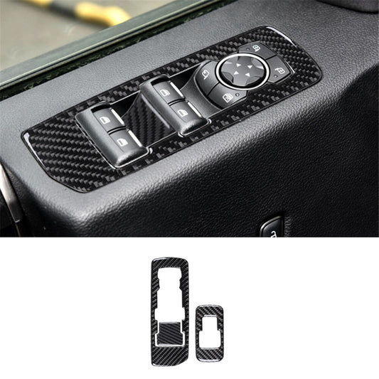 Carbon Fiber Interior Front Window Control Cover Trim for Ford F-150 2015-2020