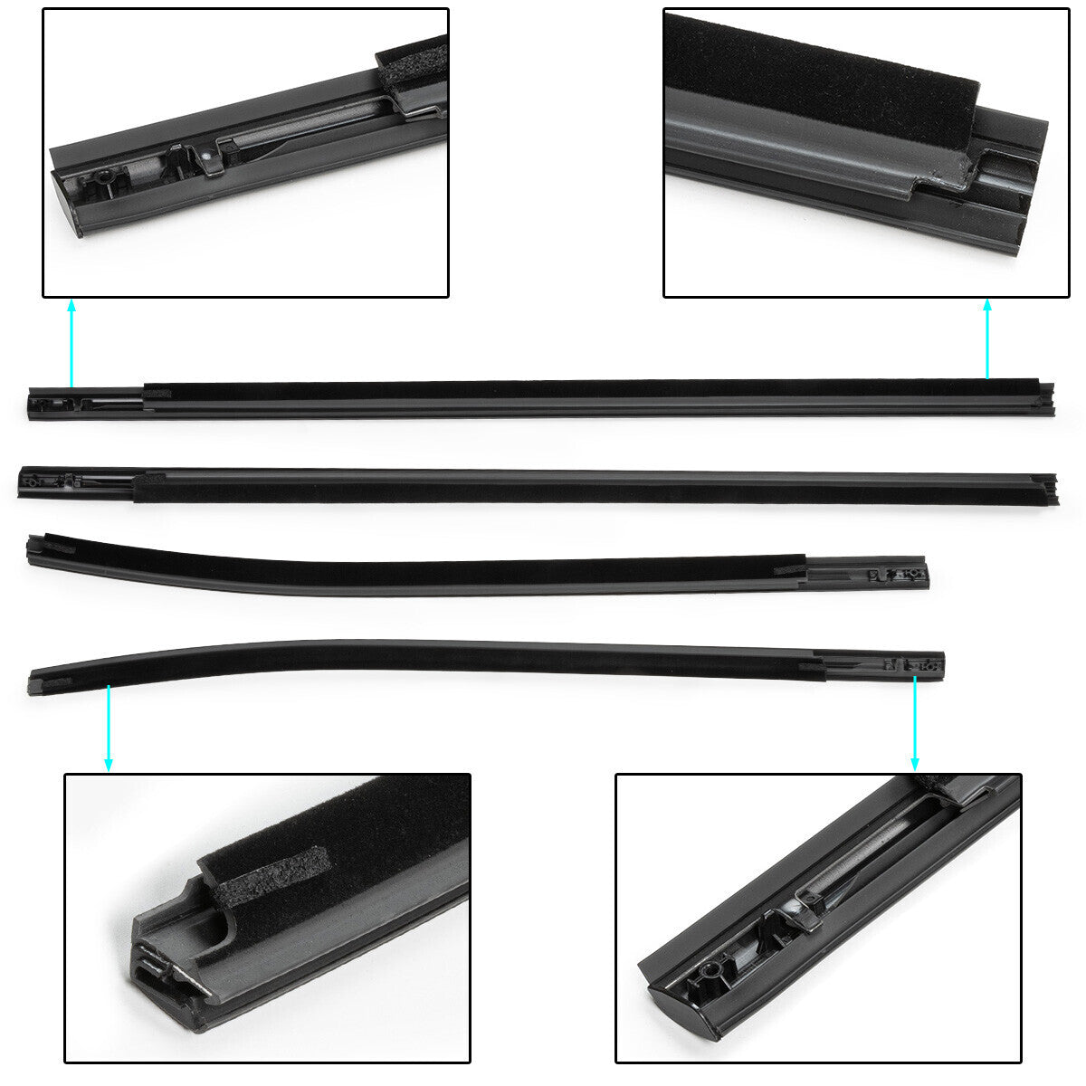 4x  for ford  RANGER 12-21 Door Belt Line Weatherstrip AB3926201A39AE Rubber Seal
