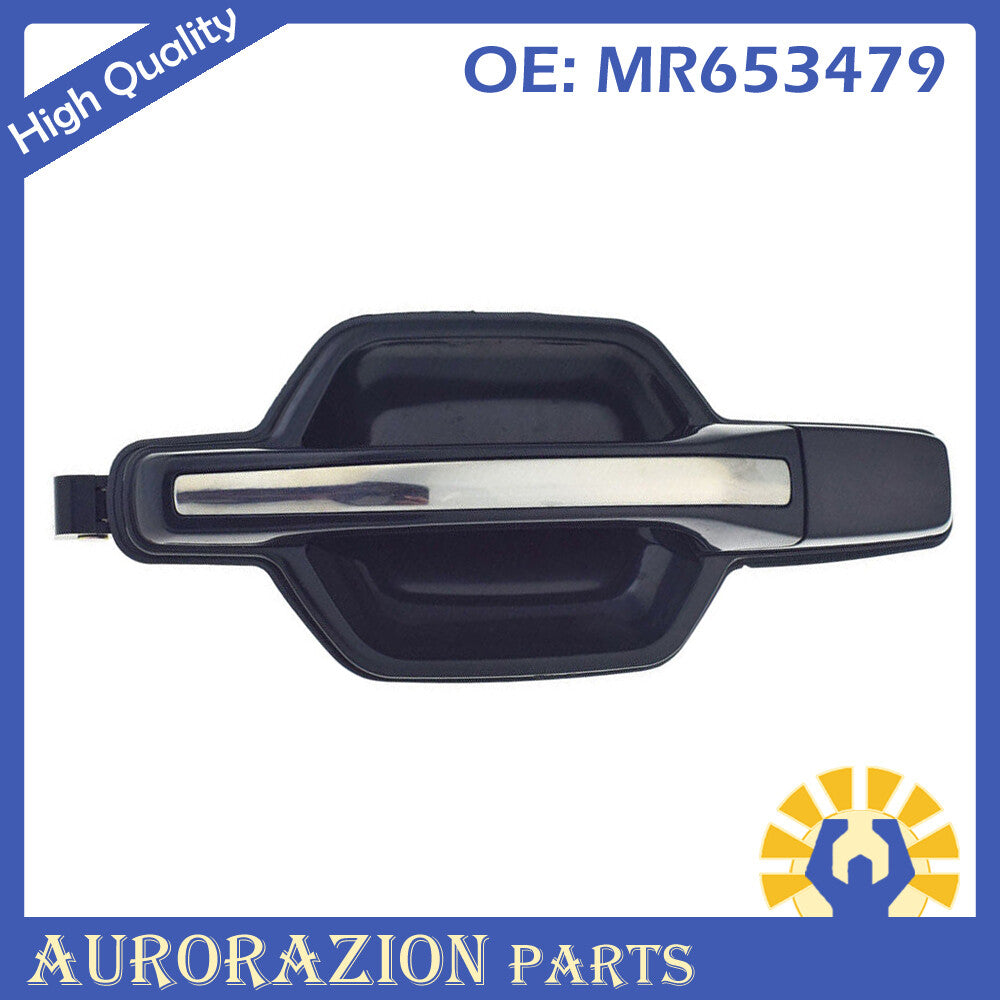 Black and chrome exterior handle for the left rear door, suitable for 2001-06 Montero. n