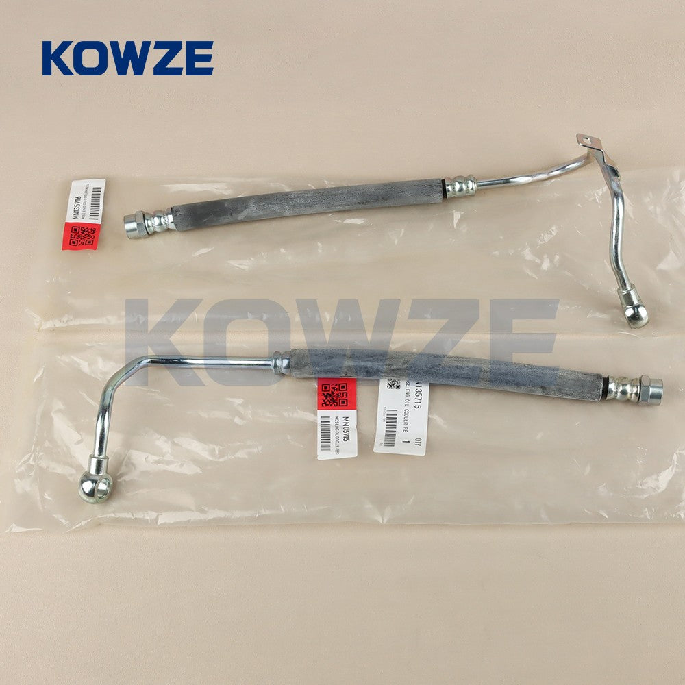 2Pcs ENG Oil Cooler Feed Return Hose for Mitsubishi L200 2.5D KA4T KB4T 05-2015 Q
