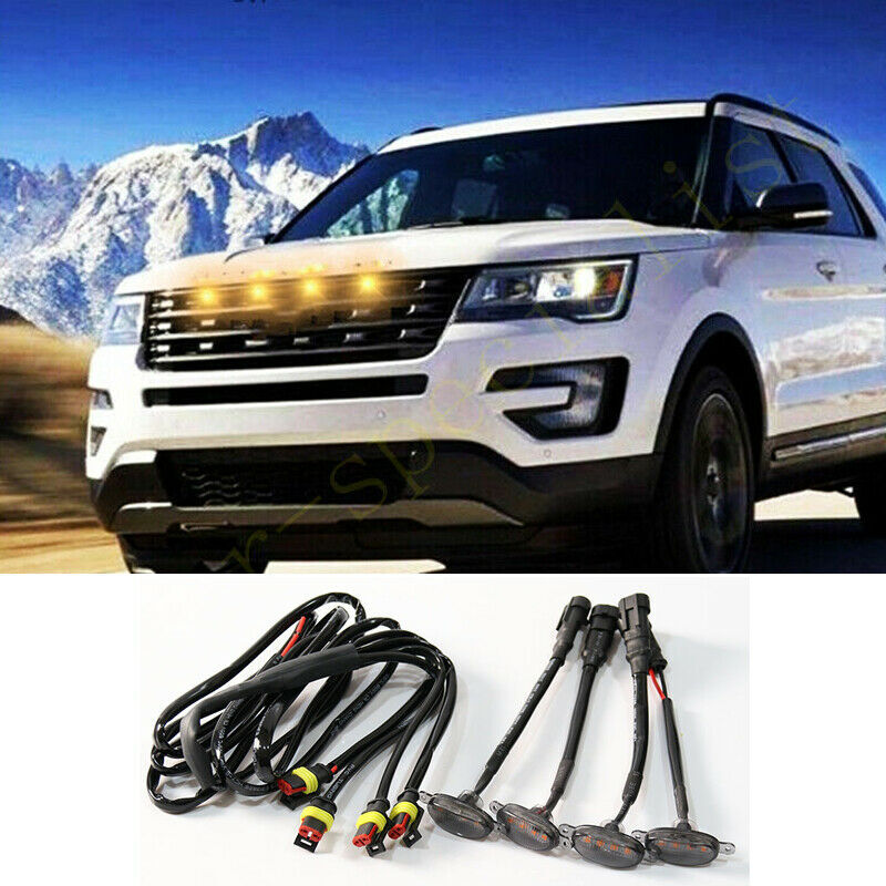  for ford  Explorer 2016-19 Black Shell Front Grille LED Light Style Grill Q