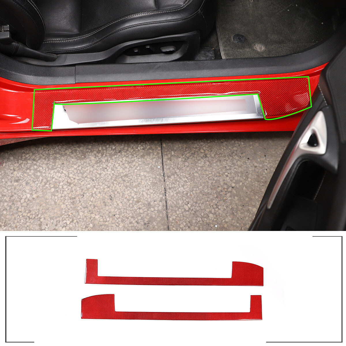 Red ABS window lift switch panel outer frame decorative cover for Corvette C8 2020-23