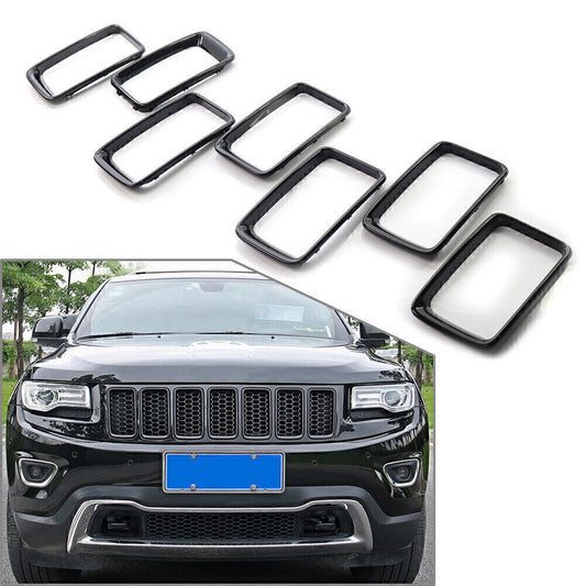 for Jeep Grand Cherokee 14-2016 7x Gloss Black Front Grille Inserted Trim Cover