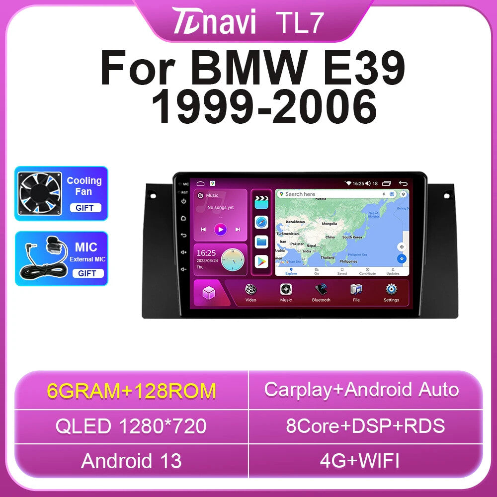 for BMW E39 Android Auto Car Radio CarPlay Stereo GPS Multimedia Player Screen