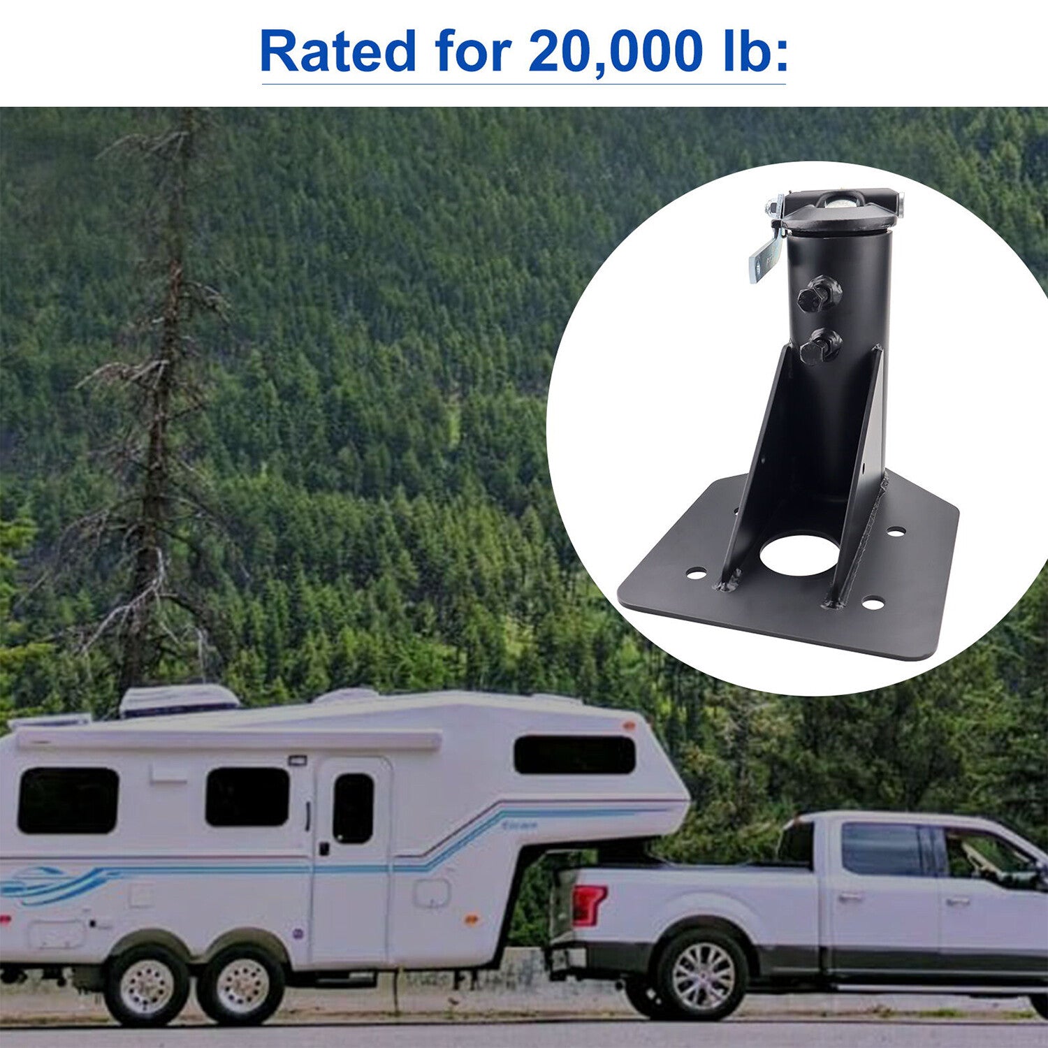 12-17 inch adjustable fifth (5th) wheel for campervan/RV adapters to hang on gooseneck Q