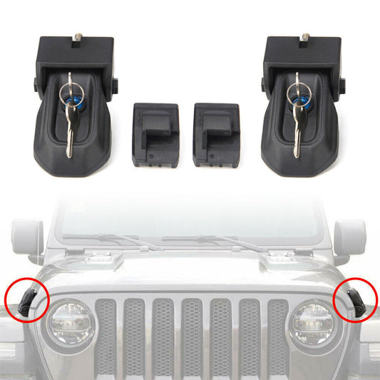 Hood Latches Anti-Theft Hood Catch Lock W/Key Set for Jeep for wrangler JL 2018-20