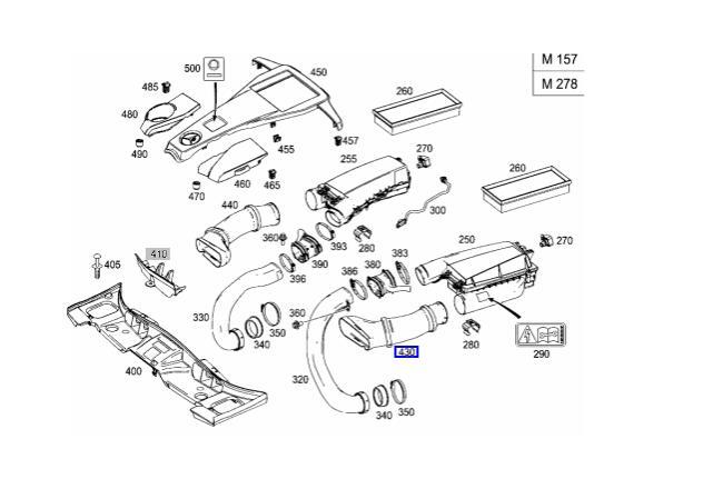 One left-side intake hose for Mercedes W212, W218, CLS550, E550 - n