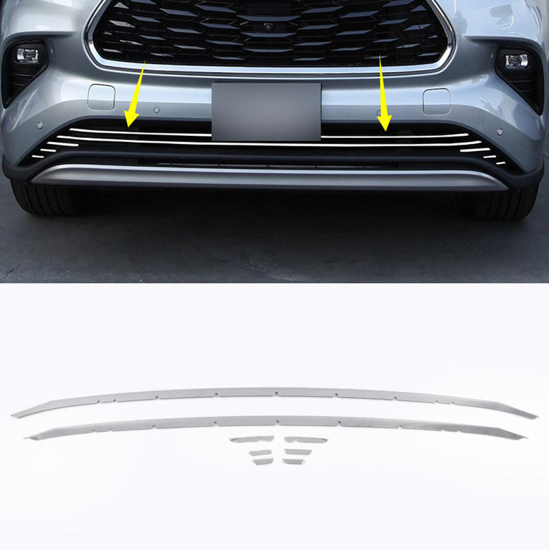 for Toyota Highlander 20-23 Chrome Steel Front Bumper Lower Grille Strip Trim 8x