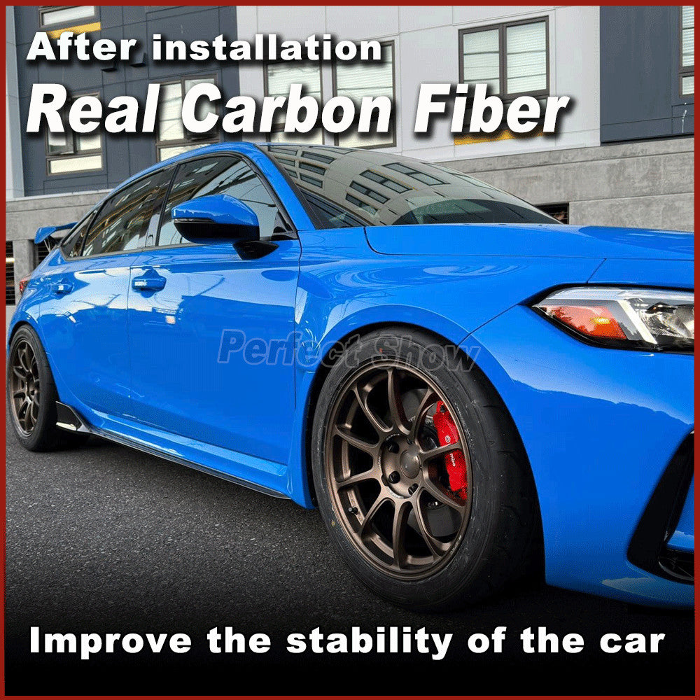 Fit for Honda for Civic Type R 2023UP REAL CARBON Side Skirts Extensions Lip Spoiler