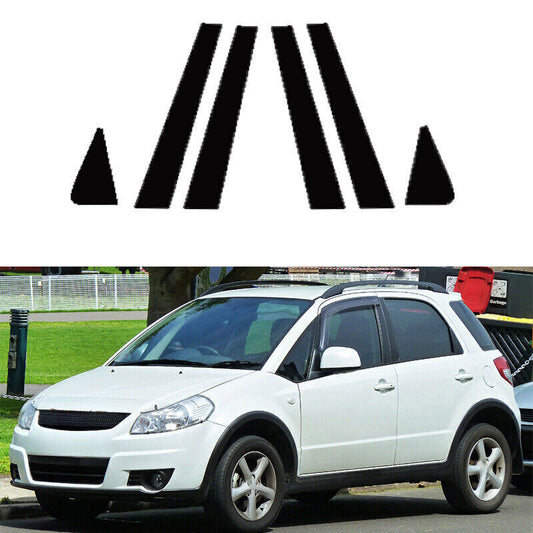 for Suzuki SX4 hatchback 2006-13 Piano Black Pillar Post Door Window Strip Trim