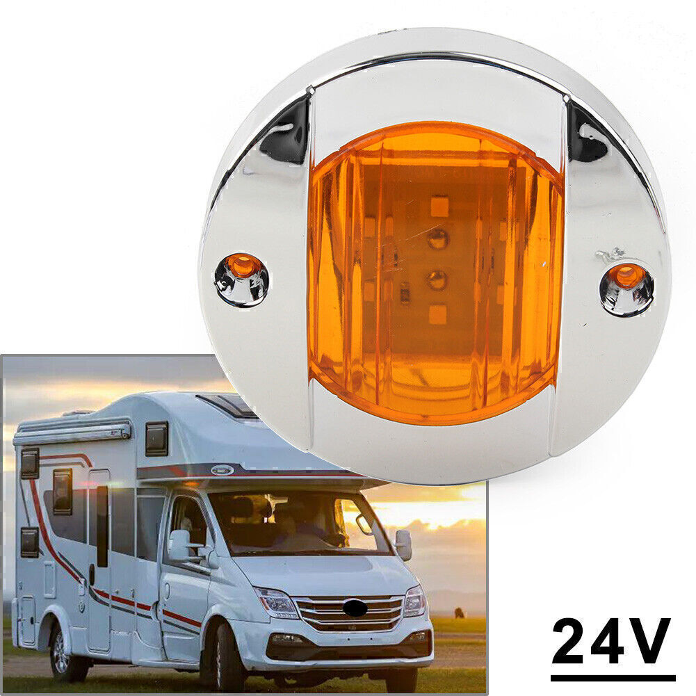 For Truck Trailer RV Boat Yellow Round 24V LED Side Marker Trailer Lights