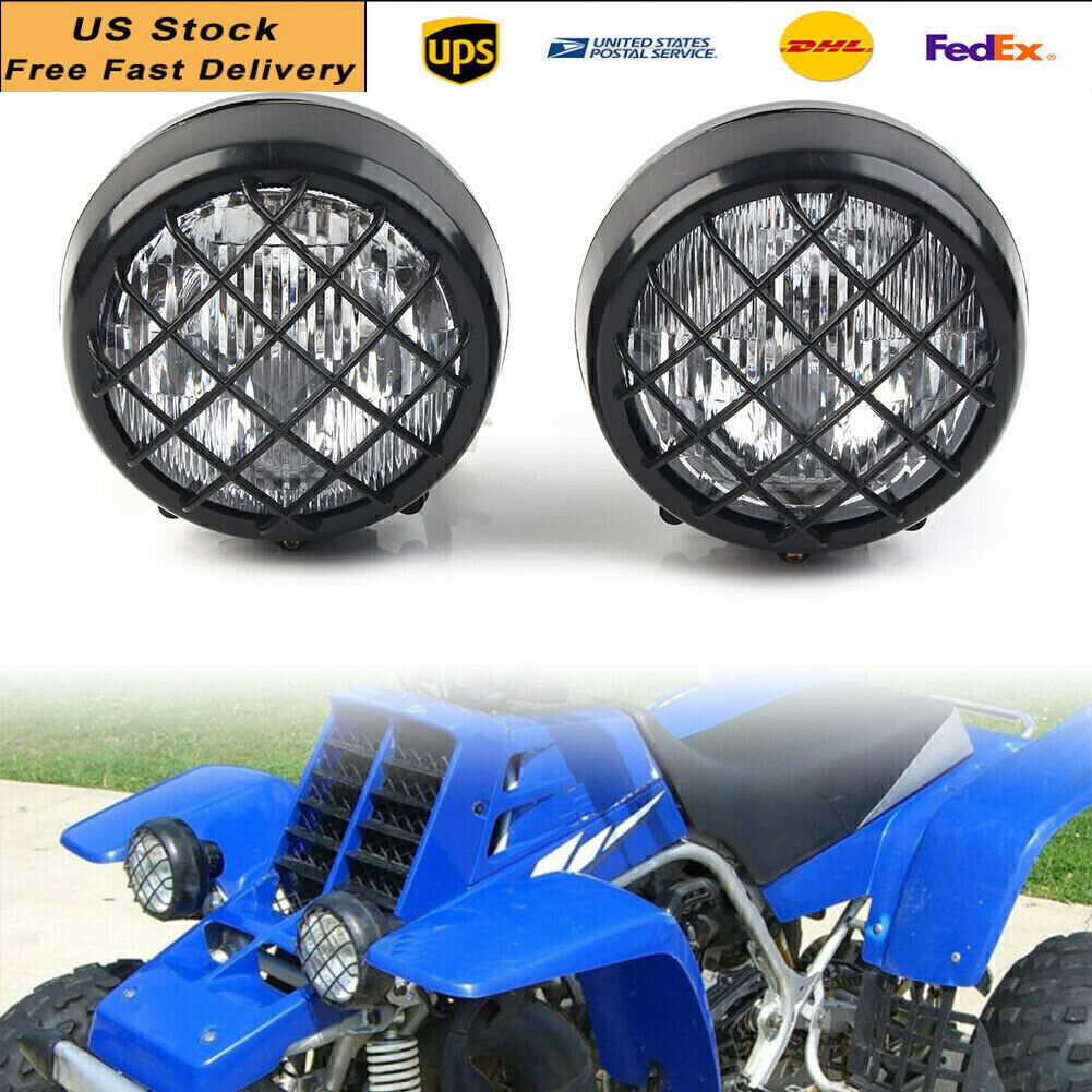 2x Lens Bulbs Grills Headlights for Yamaha Banshee Warrior 350 1987-06 US STOCK