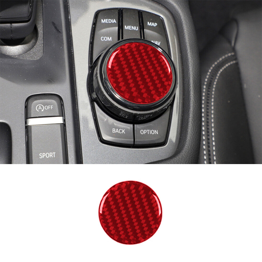 Red Carbon Fiber Multimedia Button Trim Panel for Toyota Supra A90 2019-2022