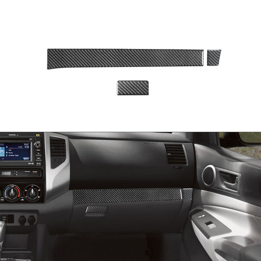 for Toyota Tacoma 2012-2015 3Pcs Glove Box Panel Trim Cover Decor Carbon Fiber