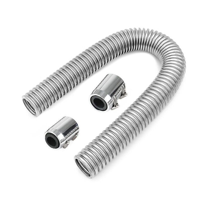 1-5/8 inch radiator hoses, upper/lower 24 inch flexible stainless steel with chrome caps. n
