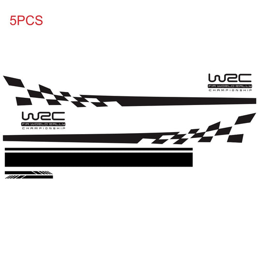 5Pcs Car Side Body Vinyl Decal Sticker Sports Racing Car Hood Long Stripe Decals