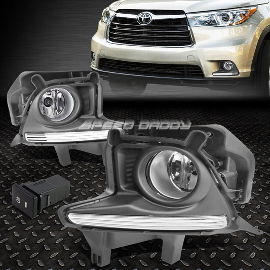 FOR 15-16 TOYOT@A HIGHLANDER FRONT BUMPER FOG LIGHT LAMPS W/BEZEL COVER+SWITCH n