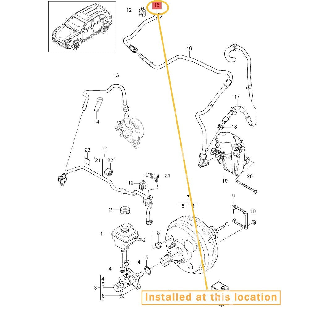 Extended hybrid brake vacuum cable for Porsche for Cayenne 95835557931
